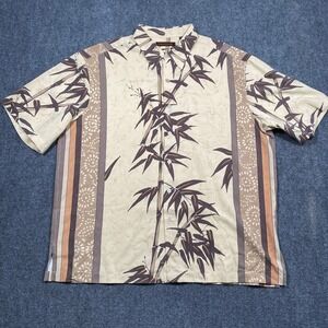 Tori Richard Mens Bamboo Print Silk Short Sleeve Button Up Shirt 2XL